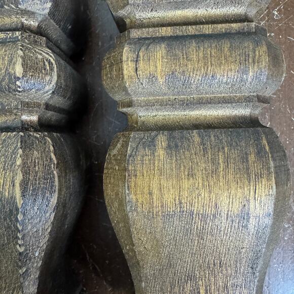 Pair Vintage Salvage Solid Wood Gold Distressed Table Stool Legs 13 inch - Picture 13 of 14